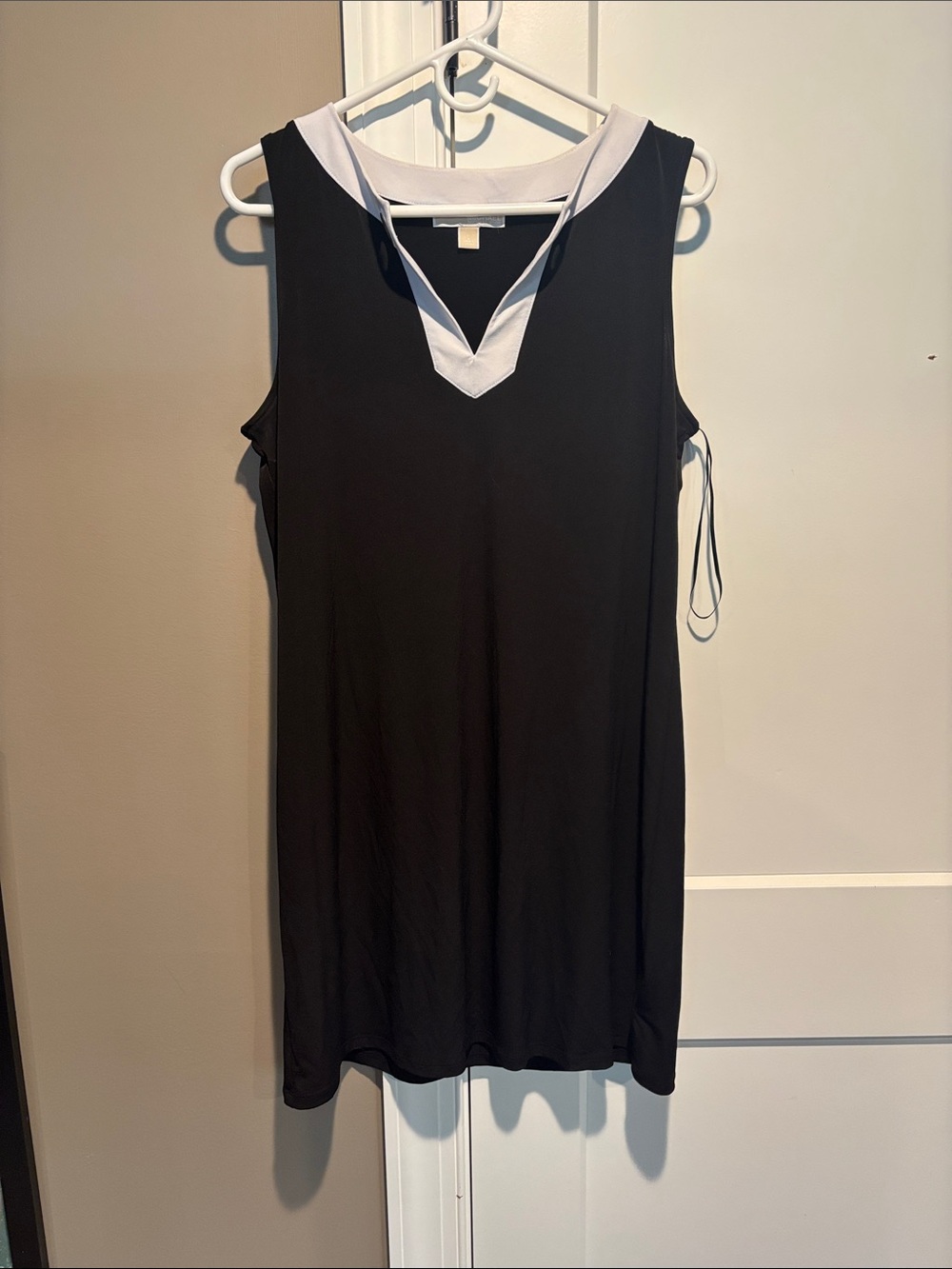 Michael Kors Black Dress with White Trim and Gold Eyelets